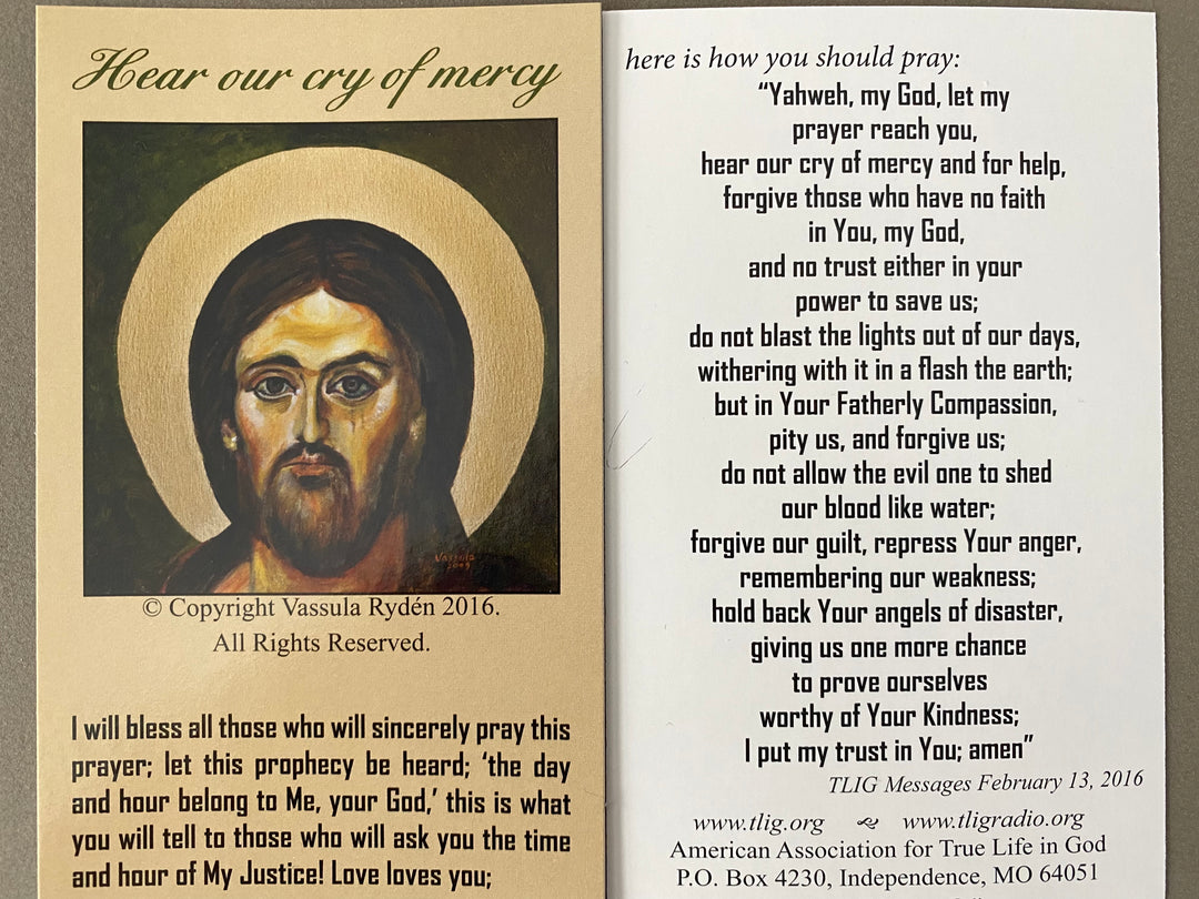 Hear Our Cry Of Mercy Prayer Card