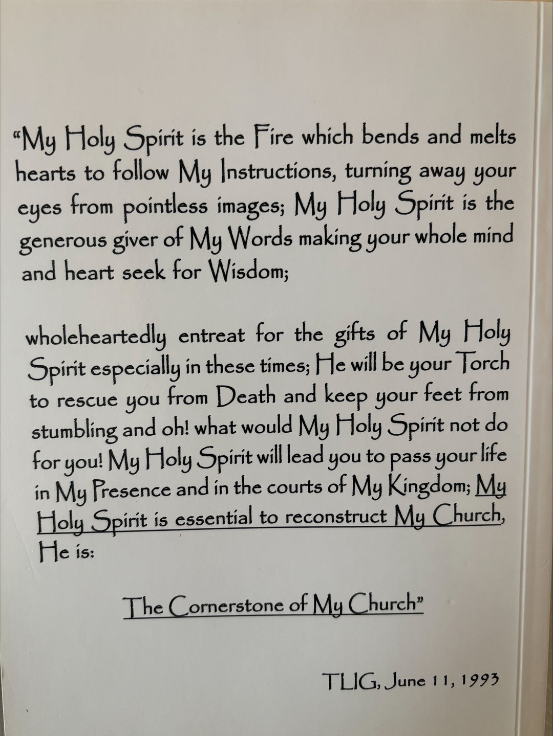 "Fire Of Love" Extracts on The Holy Spirit from True Life in God Messages